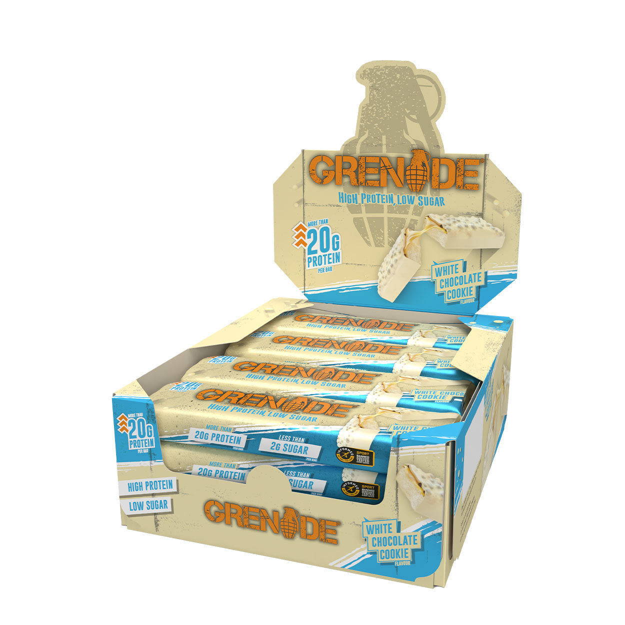 Grenade Protein Bar 12x60g - White Chocolate Cookie