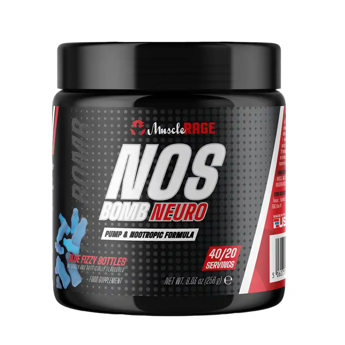 Muscle Rage NOS Bomb Neuro 256g - Blue Fizzy Bottles