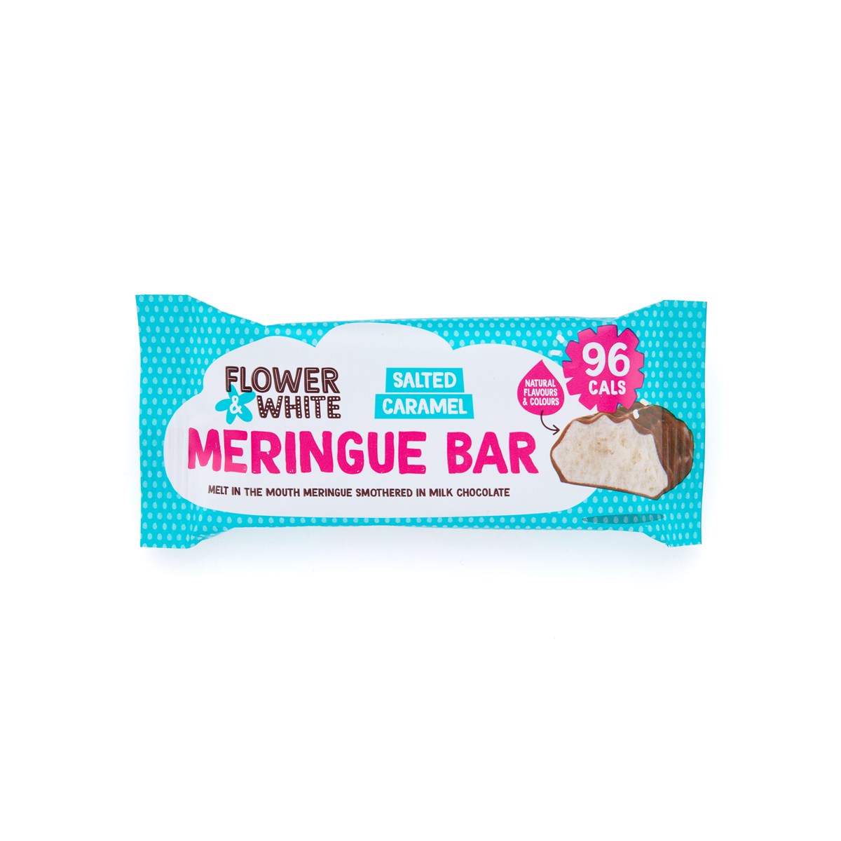 Flower & White Meringue Bar 12x20g - Salted Caramel