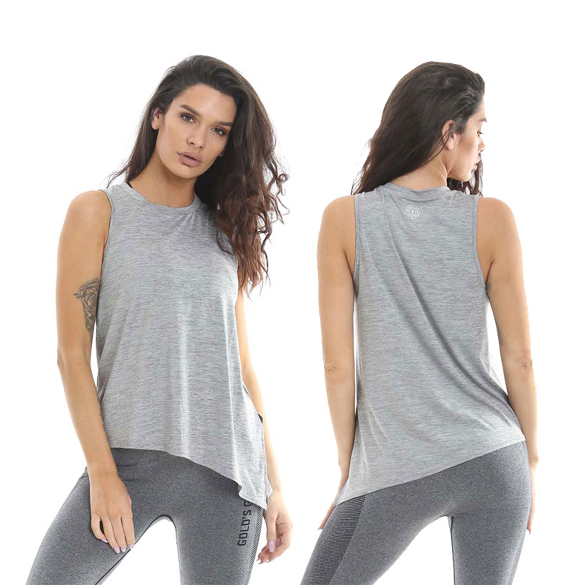 Golds Gym Ladies Angled Vest - Grey
