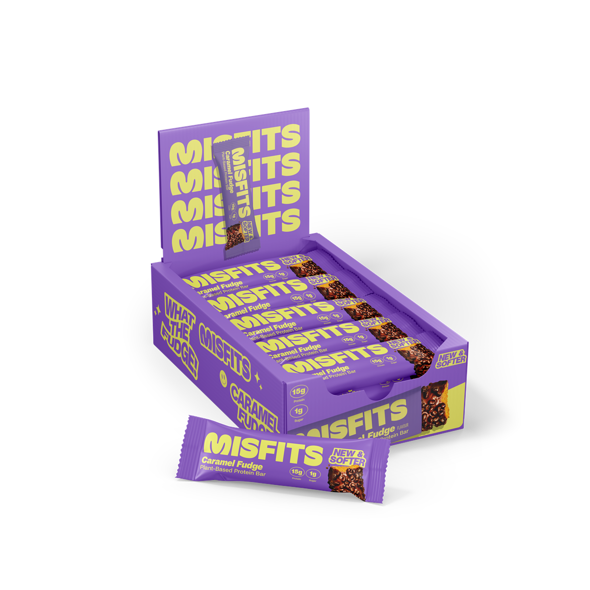Misfits Plant-Based Protein Bar 15x50g - Caramel Fudge