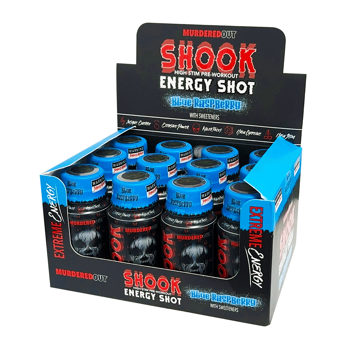 Murdered Out Shook Energy Shot 12x60ml - Blue Raspberry