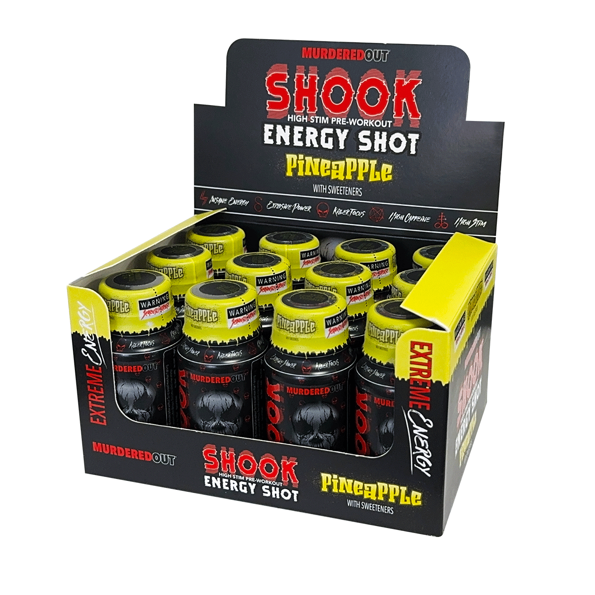 Murdered Out Shook Energy Shot 12x60ml - Pineapple